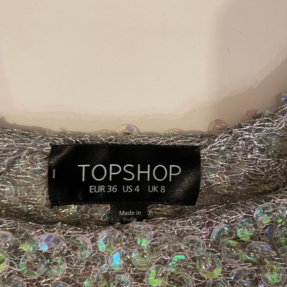Topshop Blue/Grey/Green sequin and beaded top - Picture 6 of 6